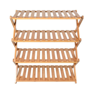 No Assembly Bamboo 4-Tier Shoe Rack Entryway Shoes Shelf Storage Organizer,Decorative Plant Stand