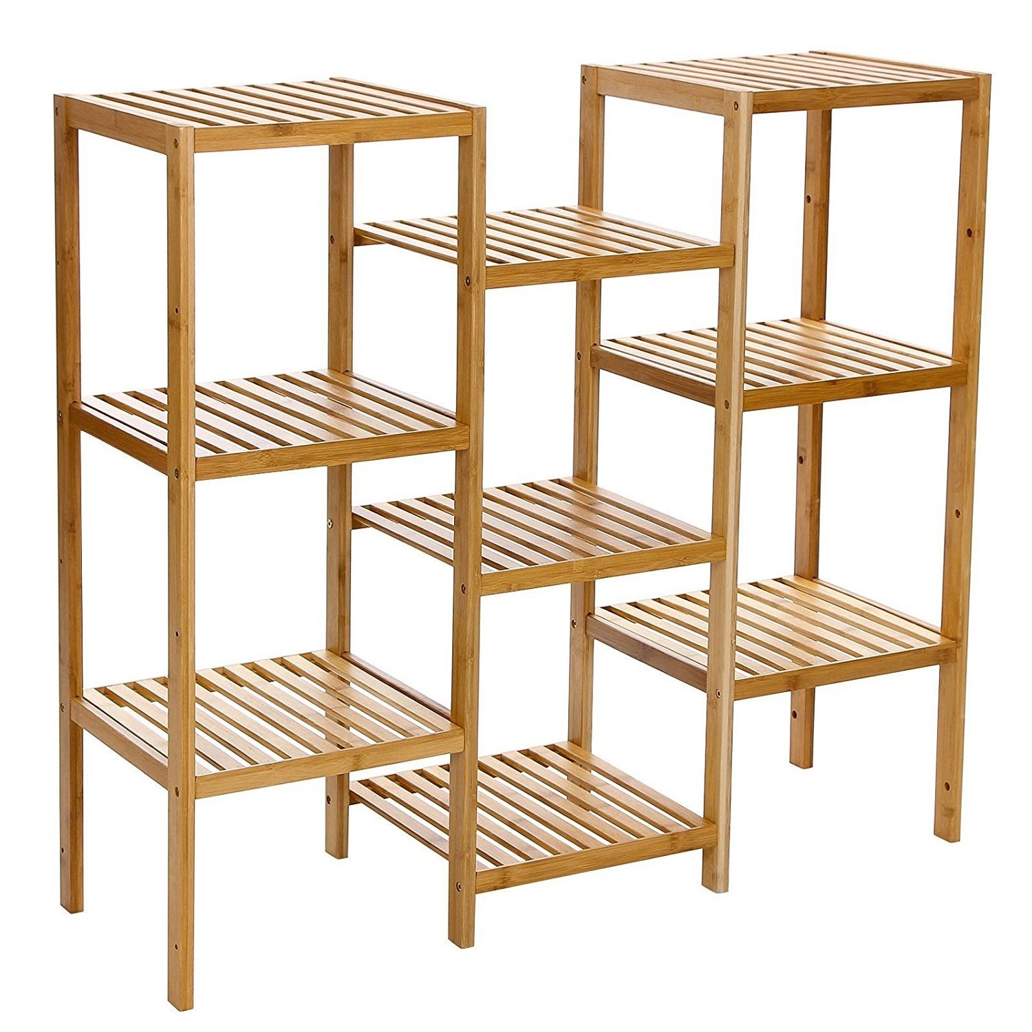 Bamboo Customizable Utility Shelf Bathroom Rack Plant Display Stand 9-Tier Storage Rack Shelving