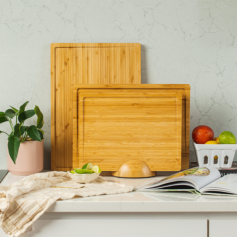 Custom Blocks 3 pack Kitchen Bamboo Chopping Board wholesale Cutting Board Set with Holder Cutting Board