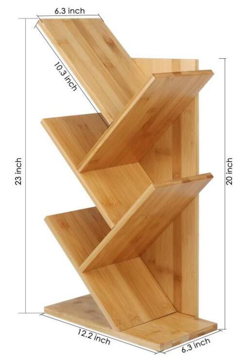 New product ideas 2021 luxury durable library tree shaped bamboo bookshelf