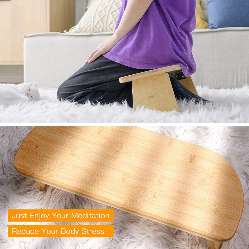 Portable Folding Ergonomic Yoga Bench Premium Kneeling Stool for Meditations