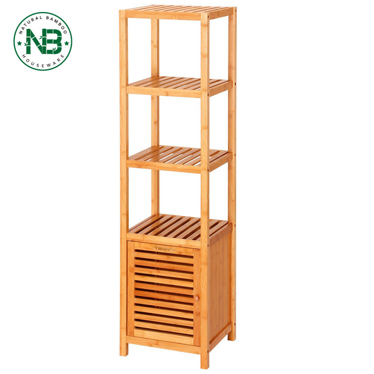 Multifunctional Organic Bamboo 4-tier Shelving Unit Bathroom Shelf Organizer