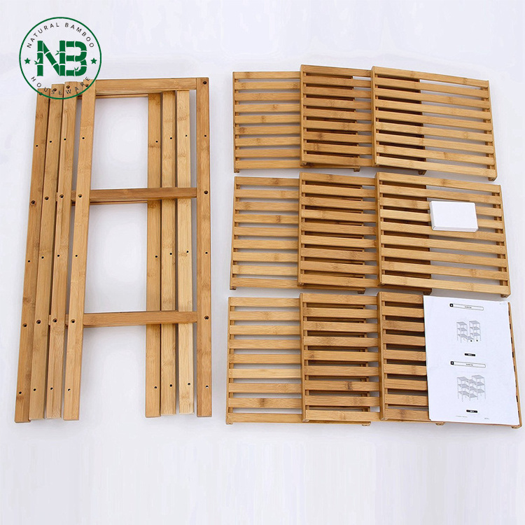 Bamboo Customizable Utility Shelf Bathroom Rack Plant Display Stand 9-Tier Storage Rack Shelving