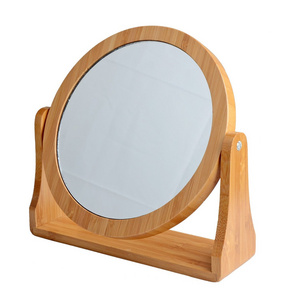 bamboo Double-Sided Swivel Vanity Mirror with 1X /8X Magnification, Tabletop Makeup Mirror