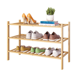 Custom Design Modern 3-Tier Wooden Bamboo Entryway Shoe Shelf Storage Organizer Shoe Rack