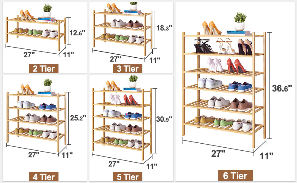 Custom Design Modern 3-Tier Wooden Bamboo Entryway Shoe Shelf Storage Organizer Shoe Rack