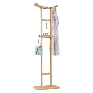 Modern Bamboo Coat Rack Coat Hooks Garment Rack Scandinavian Style for Bathroom Stand Antique Coat Rack