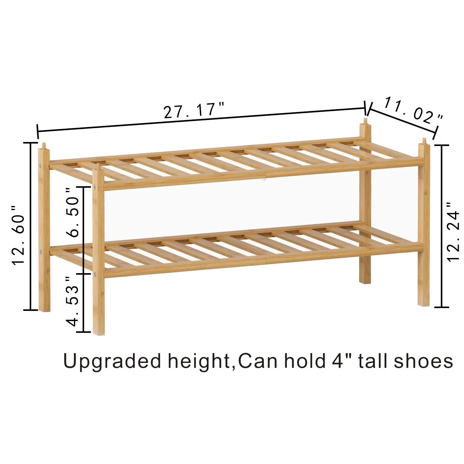 CUSTOM 2-Tier Folding Shoe Racks & Stands Wooden Bamboo Stackable Storage Organizer Shoe Rack