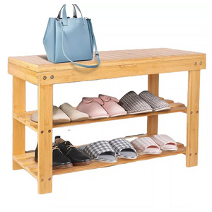 Advanced shoe rack entrance bench storage rack bamboo shoe bench