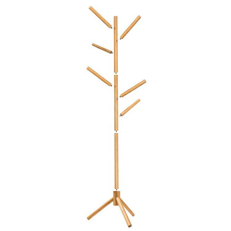 Floor Tree Hanger Stand Bamboo cloths hanger stand Coat Rack Free Standing