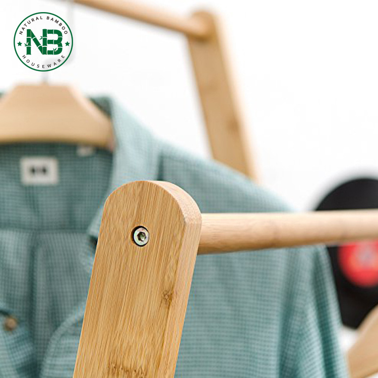 Simple Generous Bamboo Garment Coat Rack,Portable Clothes Hanger Organizer