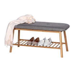 Modern Furniture Bamboo Shoe Rack bench with Seat for Entryway