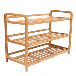 3-Tier Bamboo Wooden Shoe Rack,Bamboo Folding Shoe Rack, Entryway Assemble shoe shelf