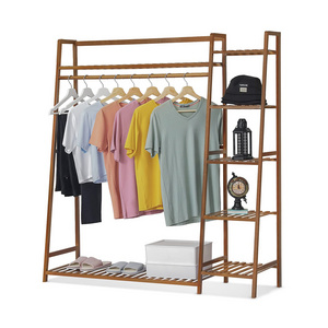 Portable oversized clothes drying rack bamboo wardrobe organizer