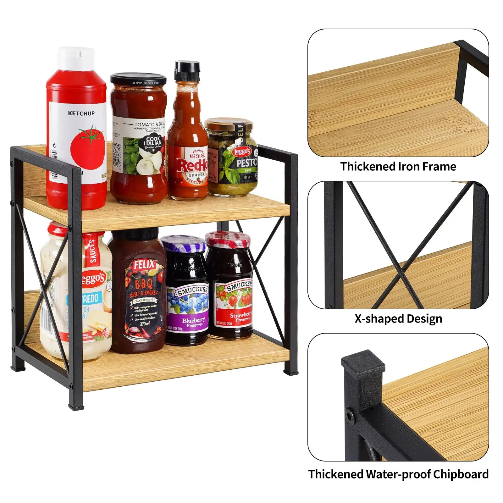 2 Tier Spice Rack Organizer for Countertop Shelf Organizer for Home Kitchen Spice Rack shelf