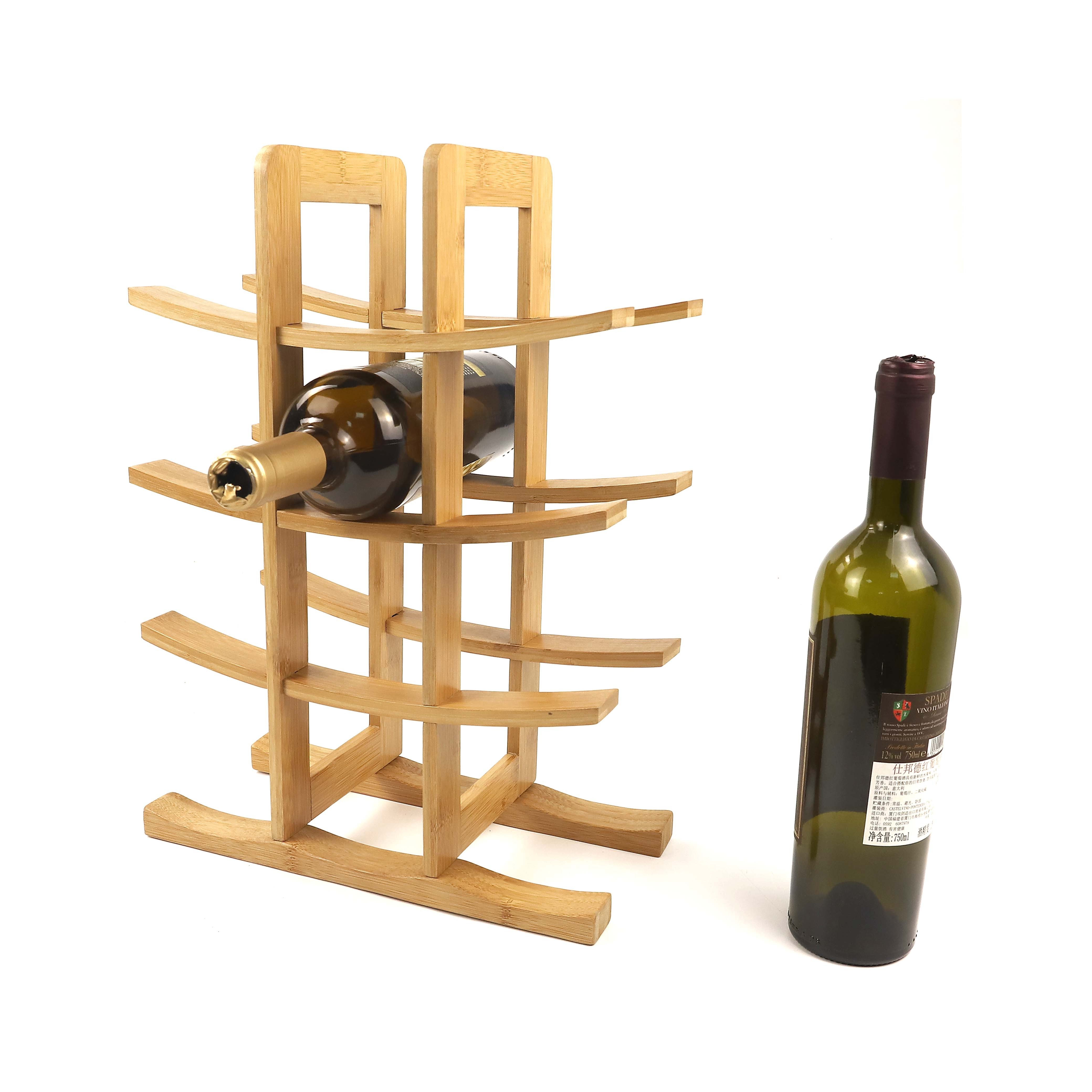 Wholesale Free-Standing Natural Brown Original Design 12 Standard Bottles Wine Display Rack Bamboo Wine Rack