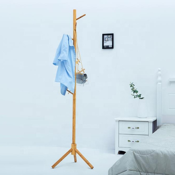 Floor Tree Hanger Stand Bamboo cloths hanger stand Coat Rack Free Standing