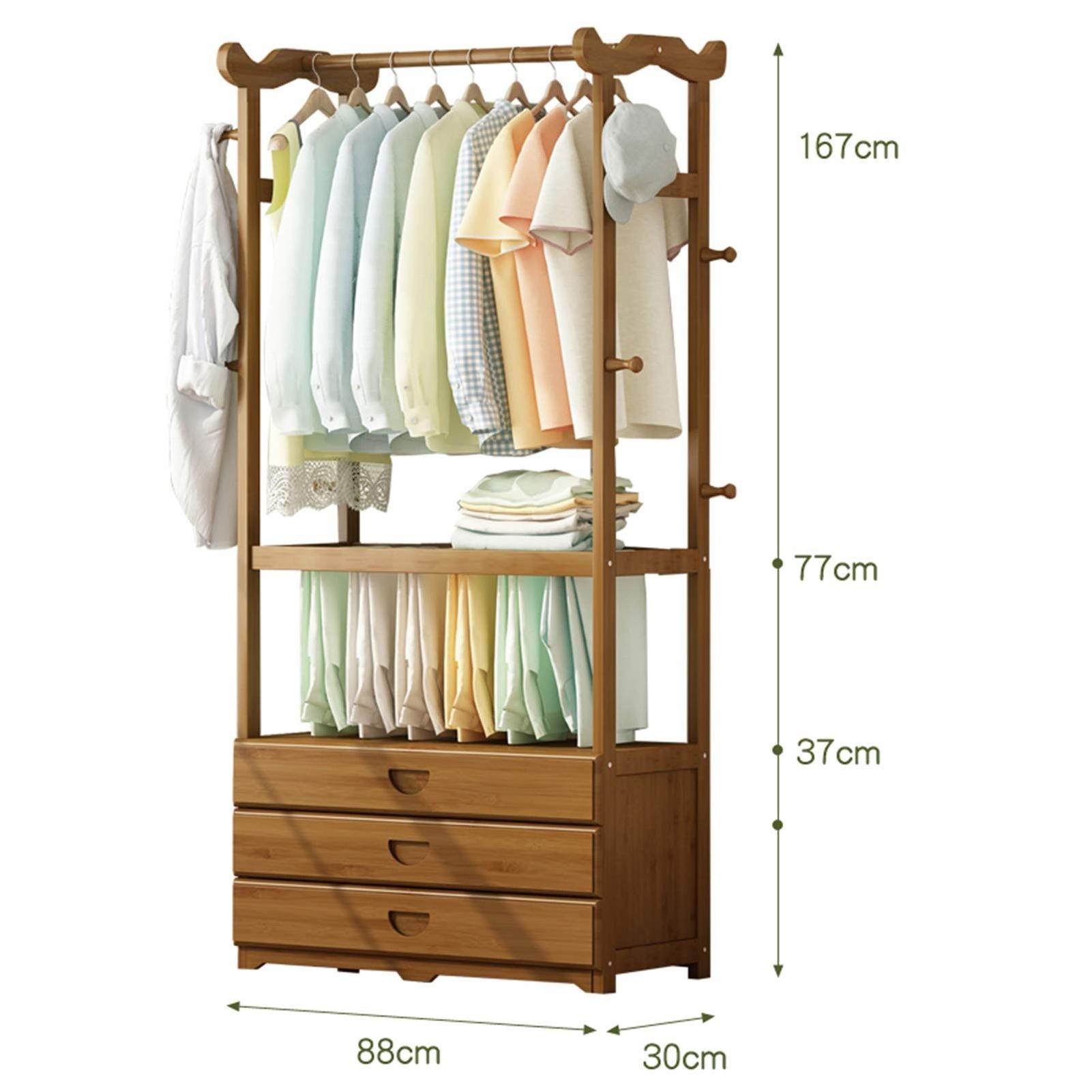 Three in one organizer multifunctional clothes hanger finishing device bamboo wardrobe cabinets