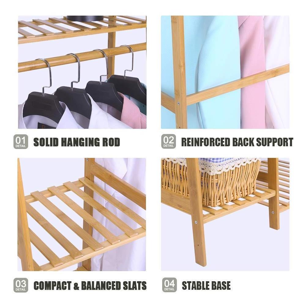 CUSTOM Minimalism Garment Bamboo Shelf 7-Tier Storage Shelves Heavy Duty Clothing Rack for Wardrobe Closet Organizer