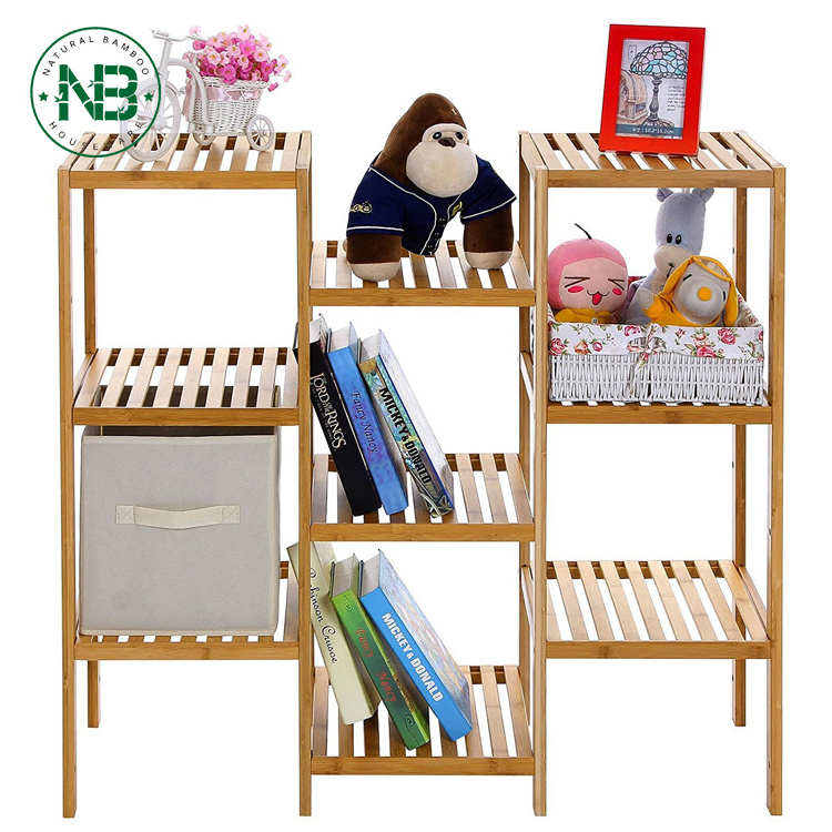 Bamboo Customizable Utility Shelf Bathroom Rack Plant Display Stand 9-Tier Storage Rack Shelving