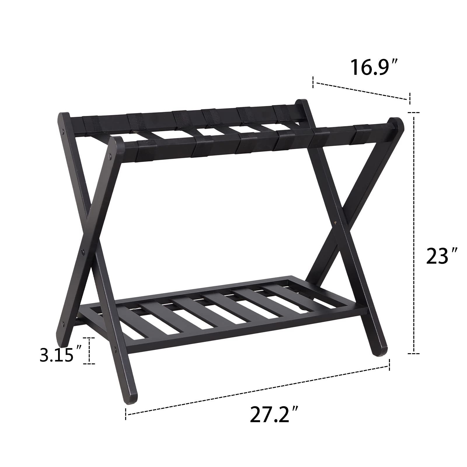 Customizable Color Bamboo Luggage Rack for Guest Room Home Bedroom Hotel Guest Room with Shelf