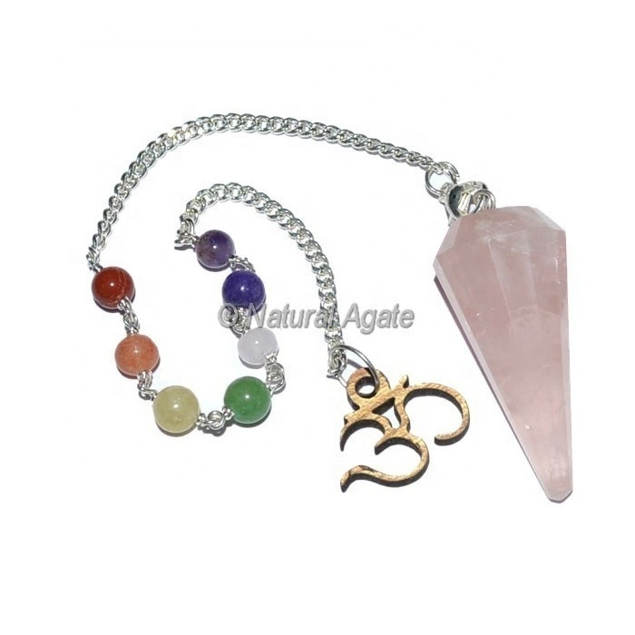 Divination supplies Carnelian 12 Faceted Pendulums with Chakra Om Chain | Buy Wholesale Dowsing Pendulum