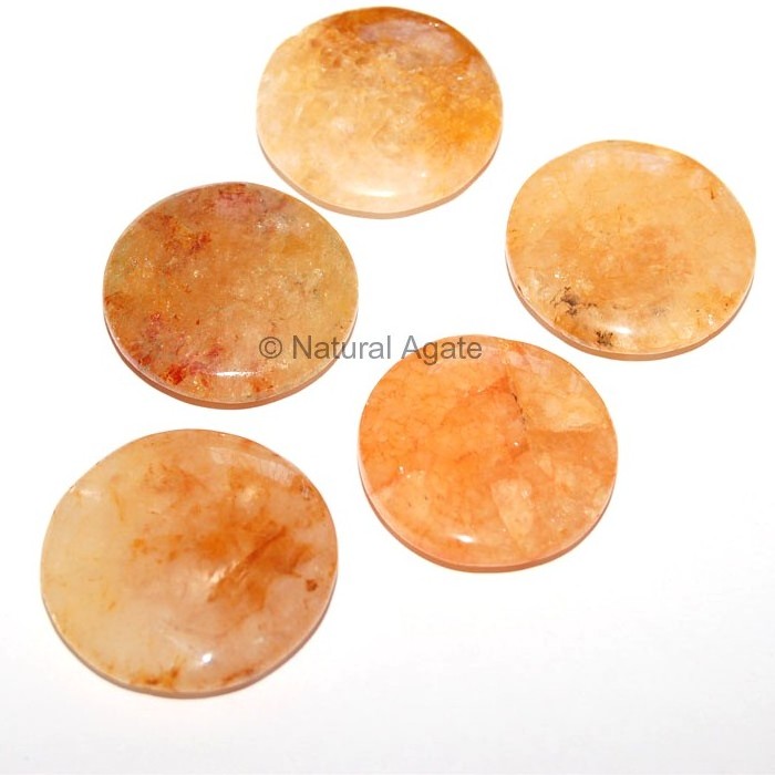 Gemstone Yellow Jasper Round Disc Stones  for healing