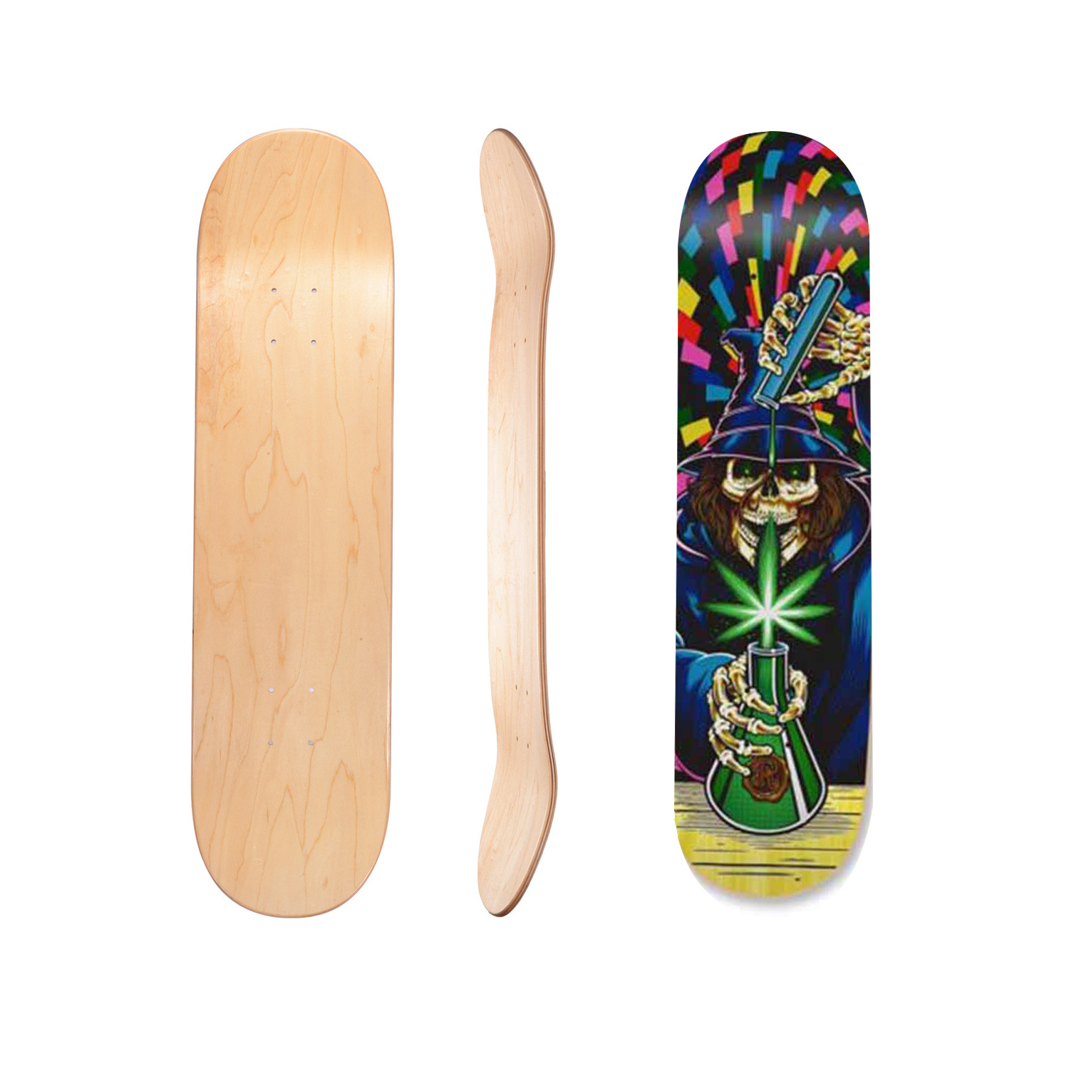 Freestyle Custom Design 32x8.25 7 layer Maple Double Kick Deck Custom Pro Skate Deck