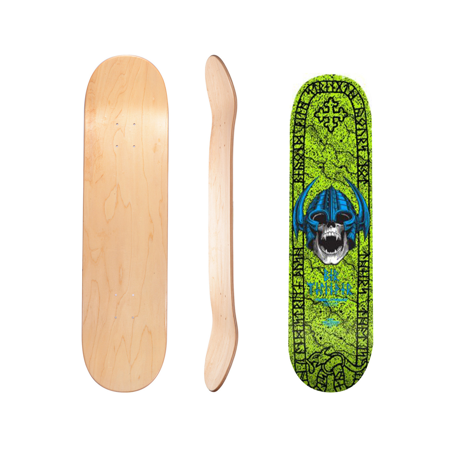 Freestyle Custom Design 32x8.25 7 layer Maple Double Kick Deck Custom Pro Skate Deck