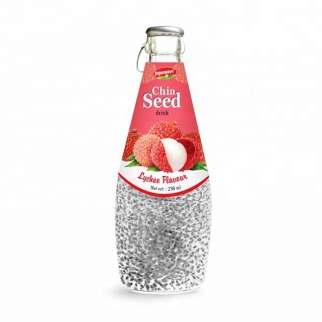 OEM/ ODM Basil Seed drink with Fruit flavour in Glass bottle 290ml Basil seed drinks