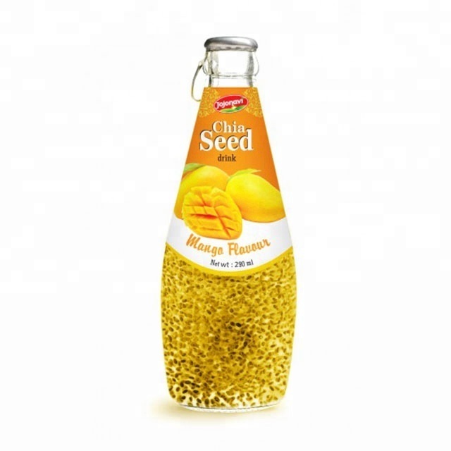 OEM/ ODM Basil Seed drink with Fruit flavour in Glass bottle 290ml Basil seed drinks