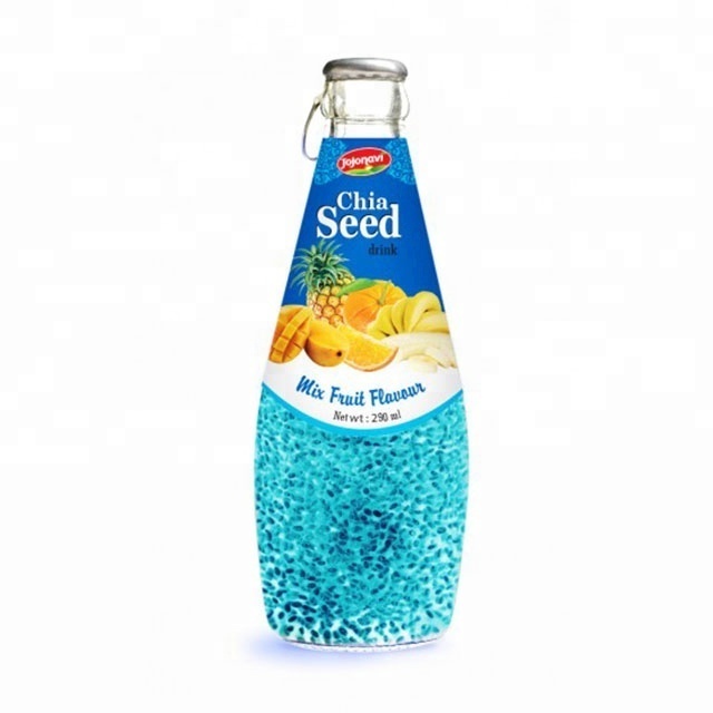 OEM/ ODM Basil Seed drink with Fruit flavour in Glass bottle 290ml Basil seed drinks