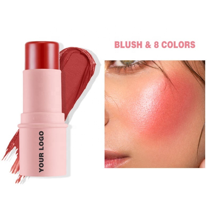 New OEM Custom Private Label Blush High Quality Vegan Lip Cheek Eye Creamy Blusher Palette Highlighter Makeup Cream Blush Stick