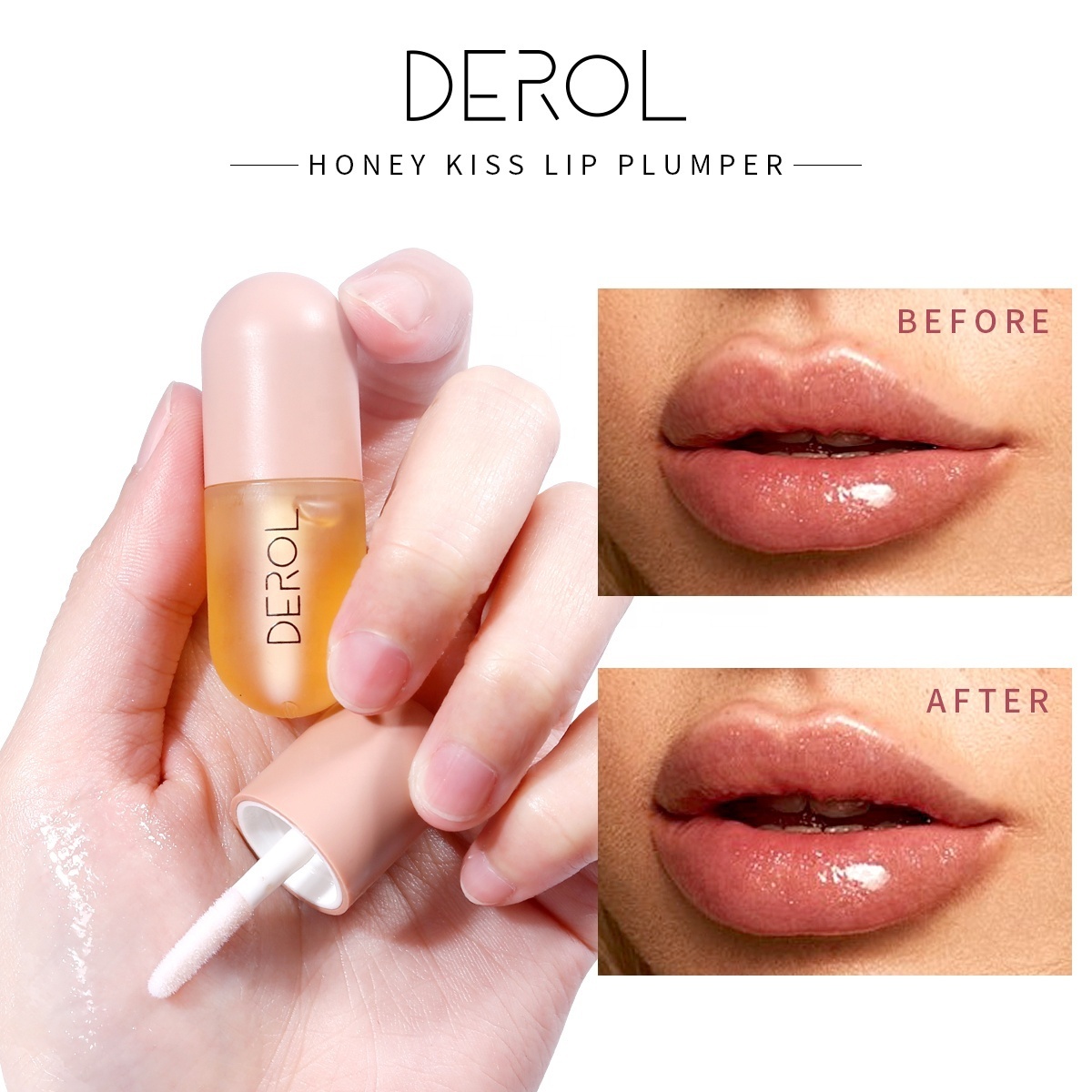 Lip Oils DEROL Private Label Botanical DR011 Moisturizing Plumper Natural Lips Plump Lotion Oil Lip Gloss