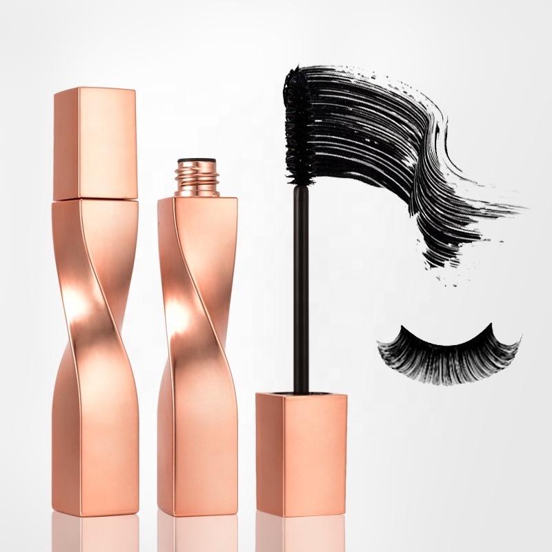 DIY Eyelash Mascara Custom Private Label Spiral Rose Gold Black Tube Waterproof Lengthening 15ml Liquid Black Mascara