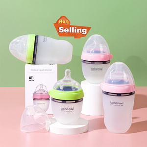 Custom Logo BPA Free Milk Nursing Anti Colic Newborn Set Feeding Wide Neck Silicone Baby Bottle