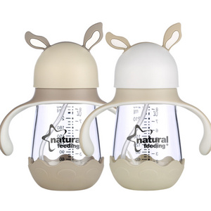 Custom Wide-bore Quick Flush Baby Bottle Anti-colic Newborn BPA Free Glass Baby Feeding Bottles