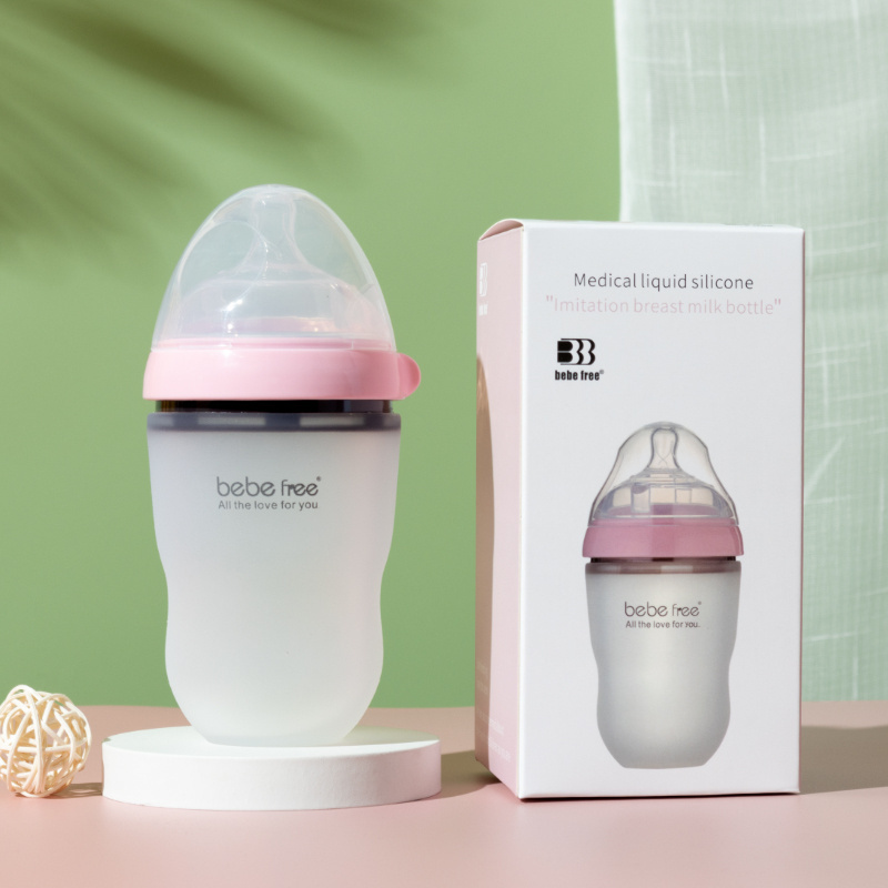 Custom Logo BPA Free Milk Nursing Anti Colic Newborn Set Feeding Wide Neck Silicone Baby Bottle