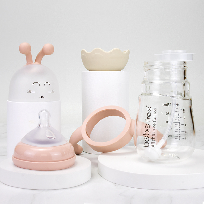 Custom Hands Free Supplies Biberon En Verre BPA Free Glass Baby Feeding Bottle Mamadeira De Vidro