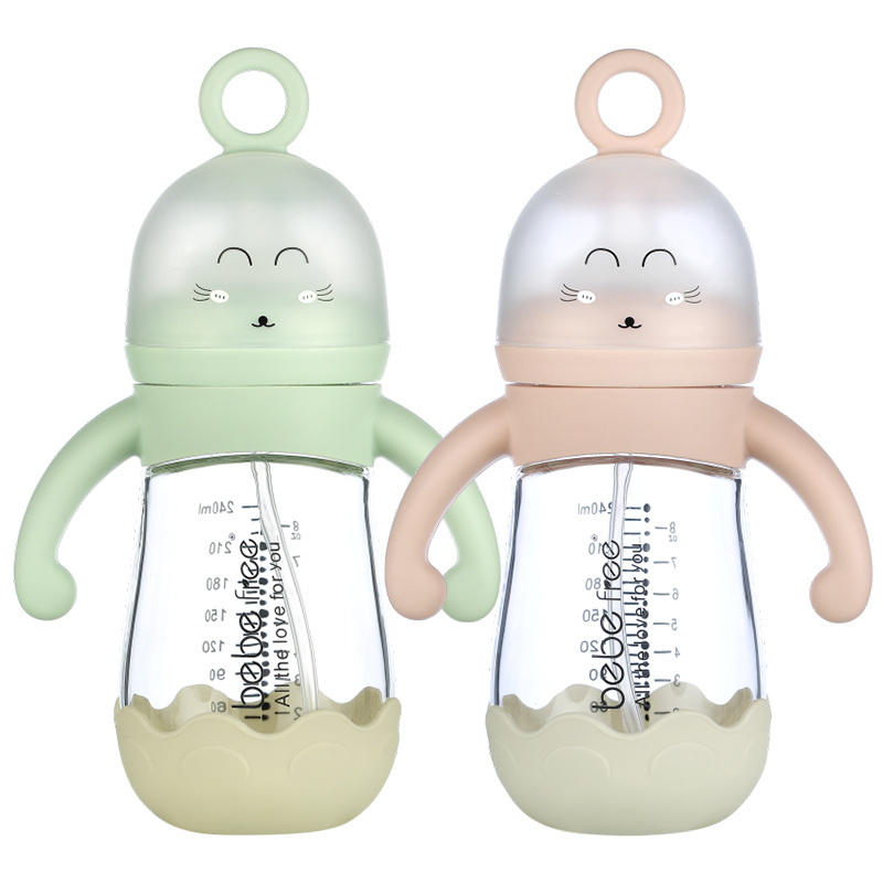 Custom Hands Free Supplies Biberon En Verre BPA Free Glass Baby Feeding Bottle Mamadeira De Vidro