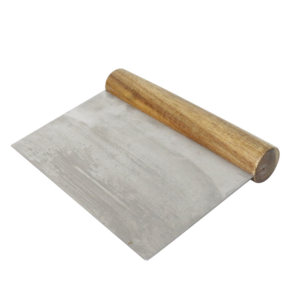 Wholesale Stainless Steel Pastry Cutter Dough Scraper with Acacia Wood Handle