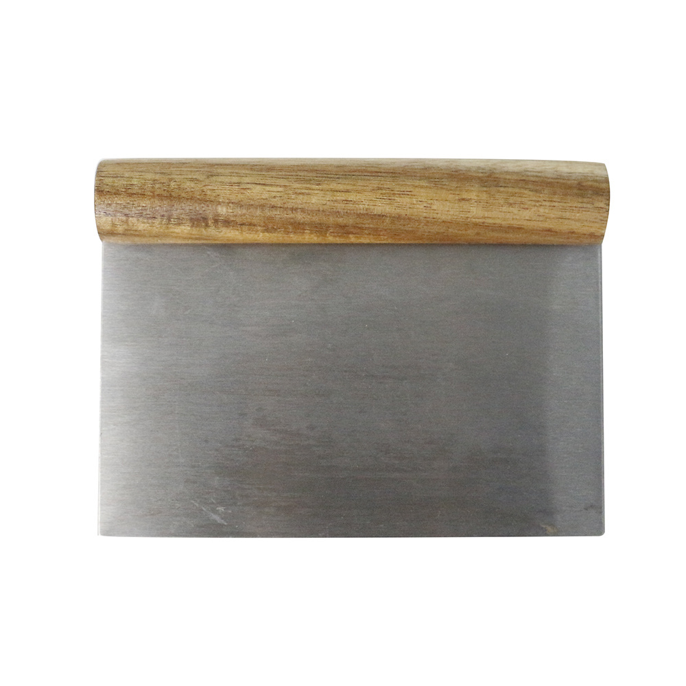 Wholesale Stainless Steel Pastry Cutter Dough Scraper with Acacia Wood Handle