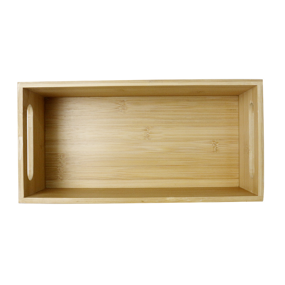 Wholesale Natural Bamboo Storage Bin Container Basket with Handles for Kitchen Pantry Cabinet Shelves Counter