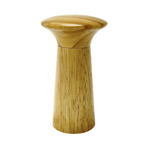 Custom Logo Manual Mushroom Shape Rubber Wood Pepper and Salt Mill Grinder