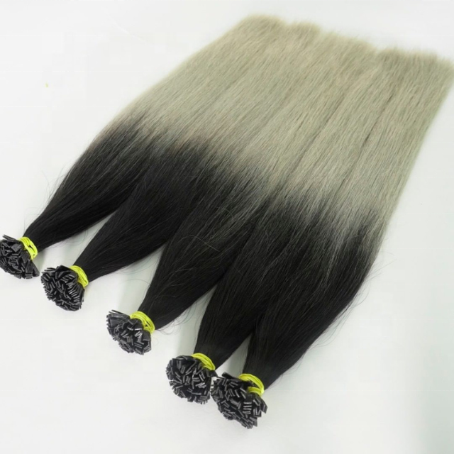 Raw Keratin hair extensions Remy Hair Italian Keratin Prebonded Flat Tip Human Hair Extension