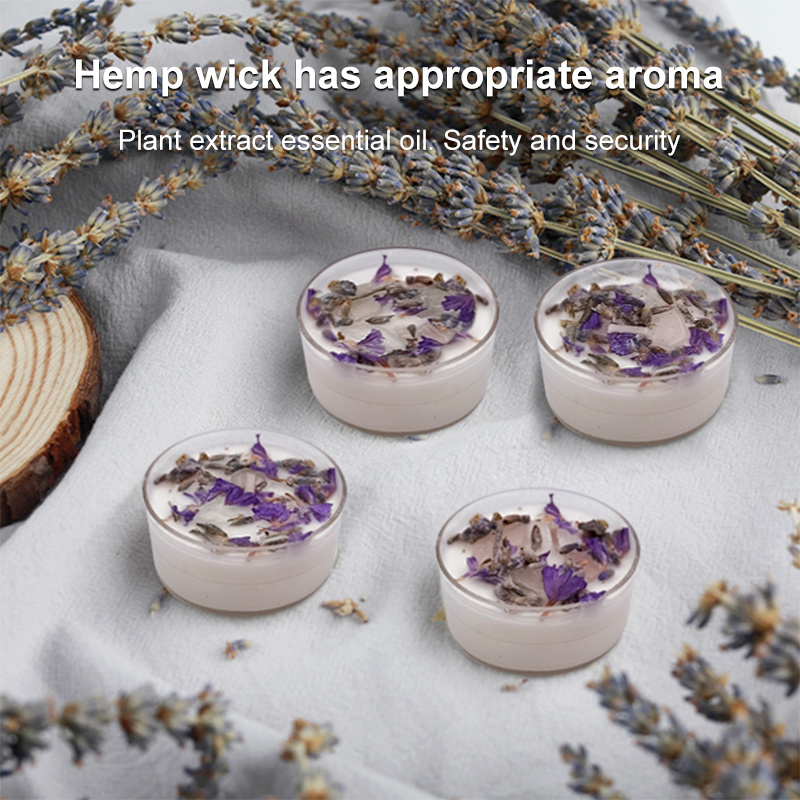 High quality wholesale Christmas Dried flowers Vanilla Gel wax Soy Beeswax Small Tea light Organic gift set Scented Candle