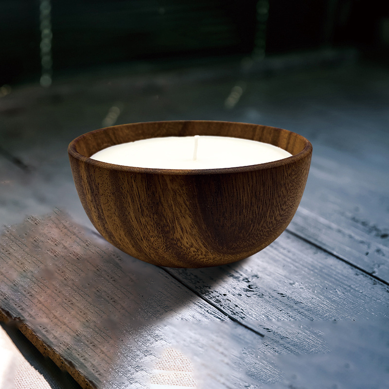 Hot Selling Private Label Dough Wooden Bowls For Candles 24 Oz Natural Aromatic Soy Wax Luxury Scented Wholesale Manufacturer