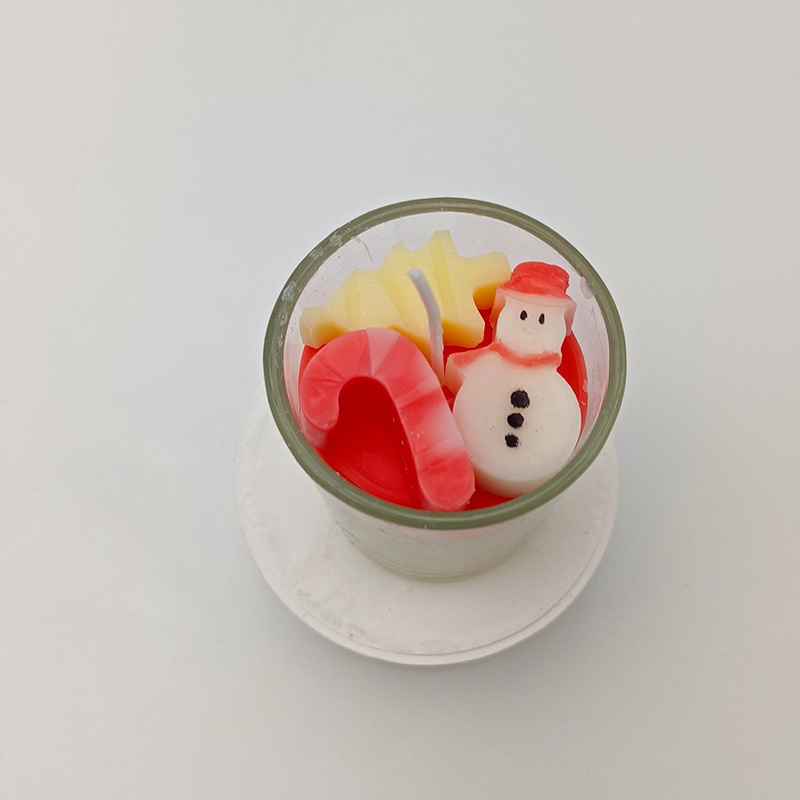 Wholesale Christmas Decorations Luxury Glass Jar Christmas Gift Small Tealight Snowman Scented Candles