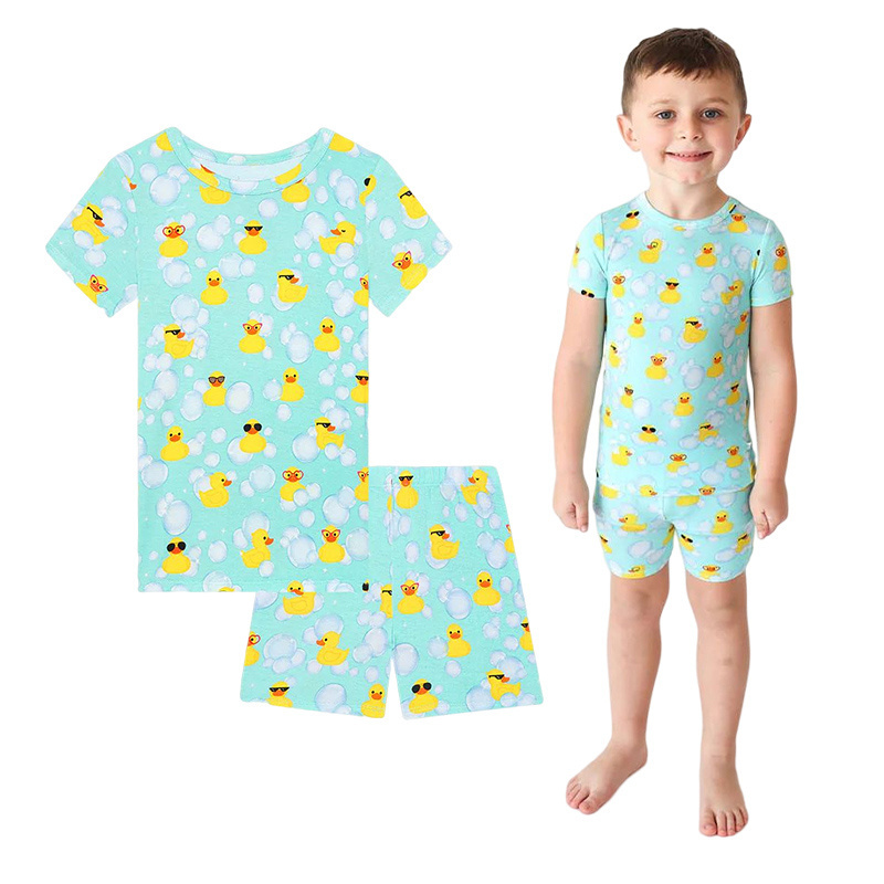 Short sleeve children pajamas kids sleepwear boys' summer pyjamas kids bamboo pjs personalized summer pajamas for children