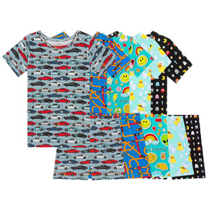 Short sleeve children pajamas kids sleepwear boys' summer pyjamas kids bamboo pjs personalized summer pajamas for children